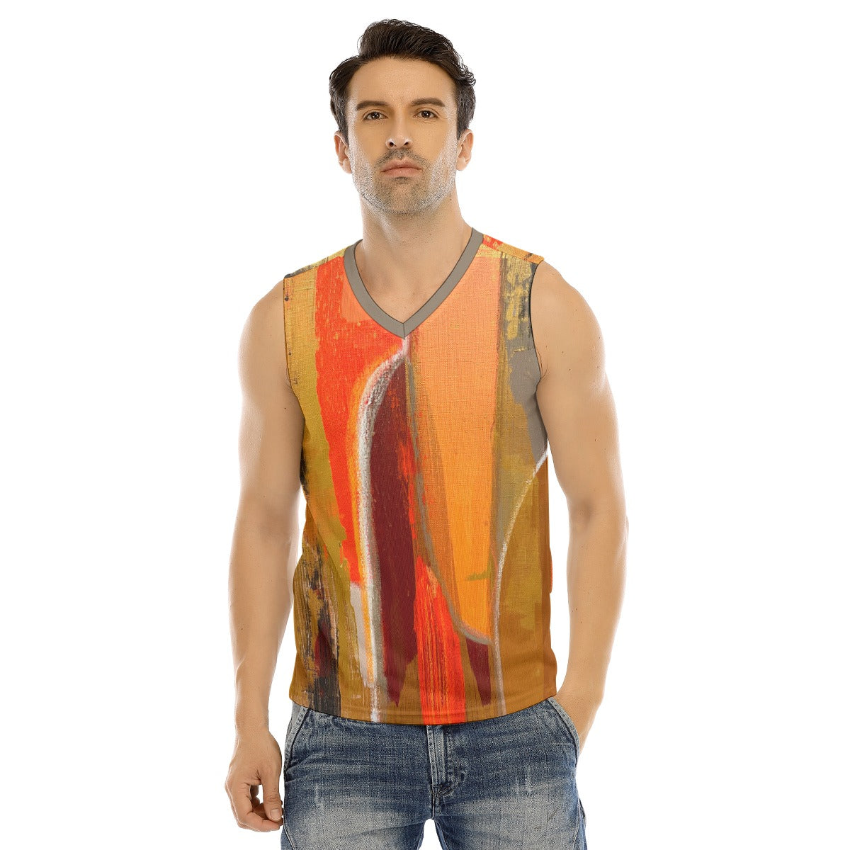V-neck Tank Top, Neon Orange