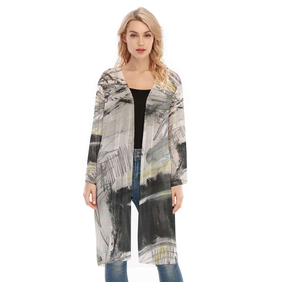 Long Sleeve Mesh Cardigan, Criss Cross