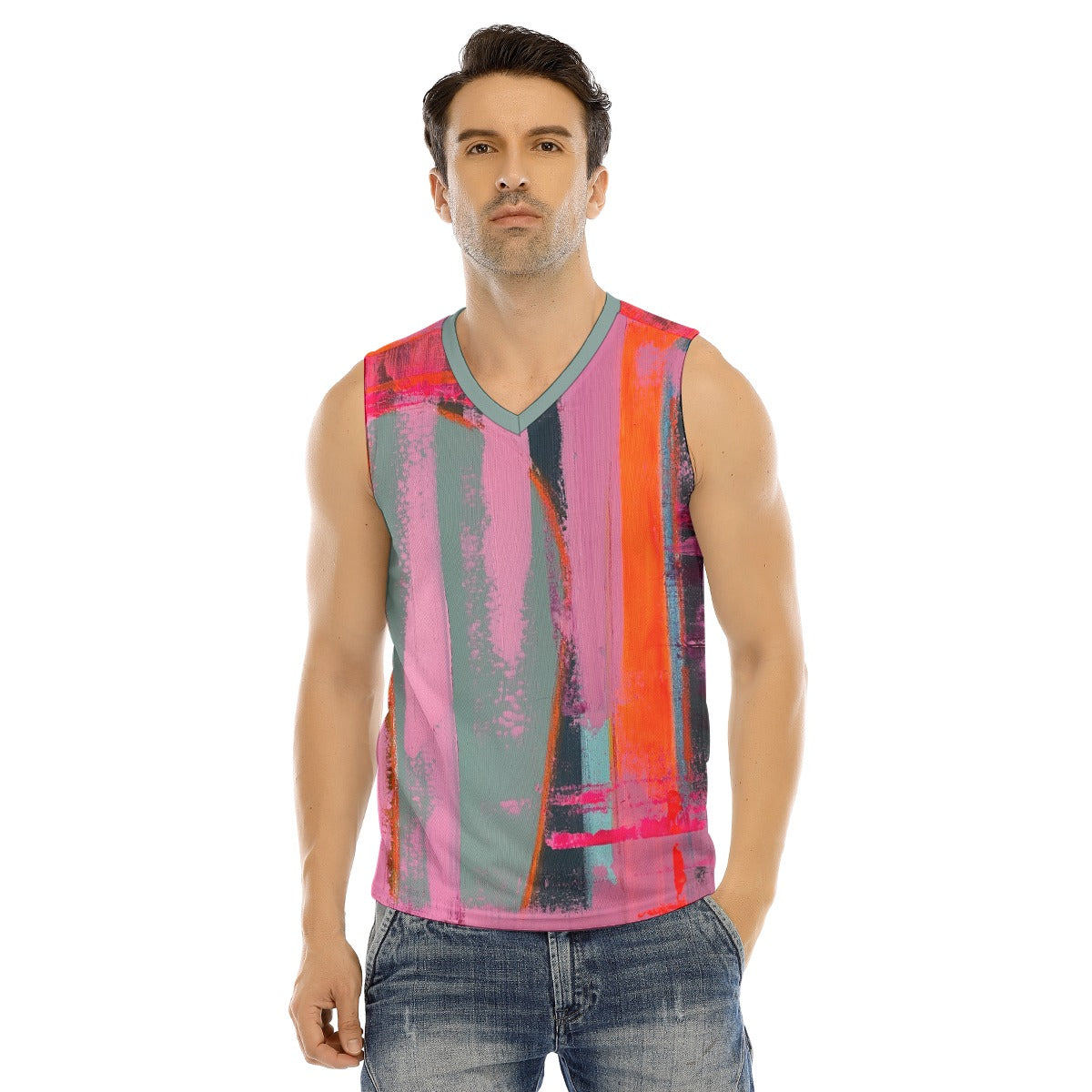 V-neck Tank Top, Neon Pink