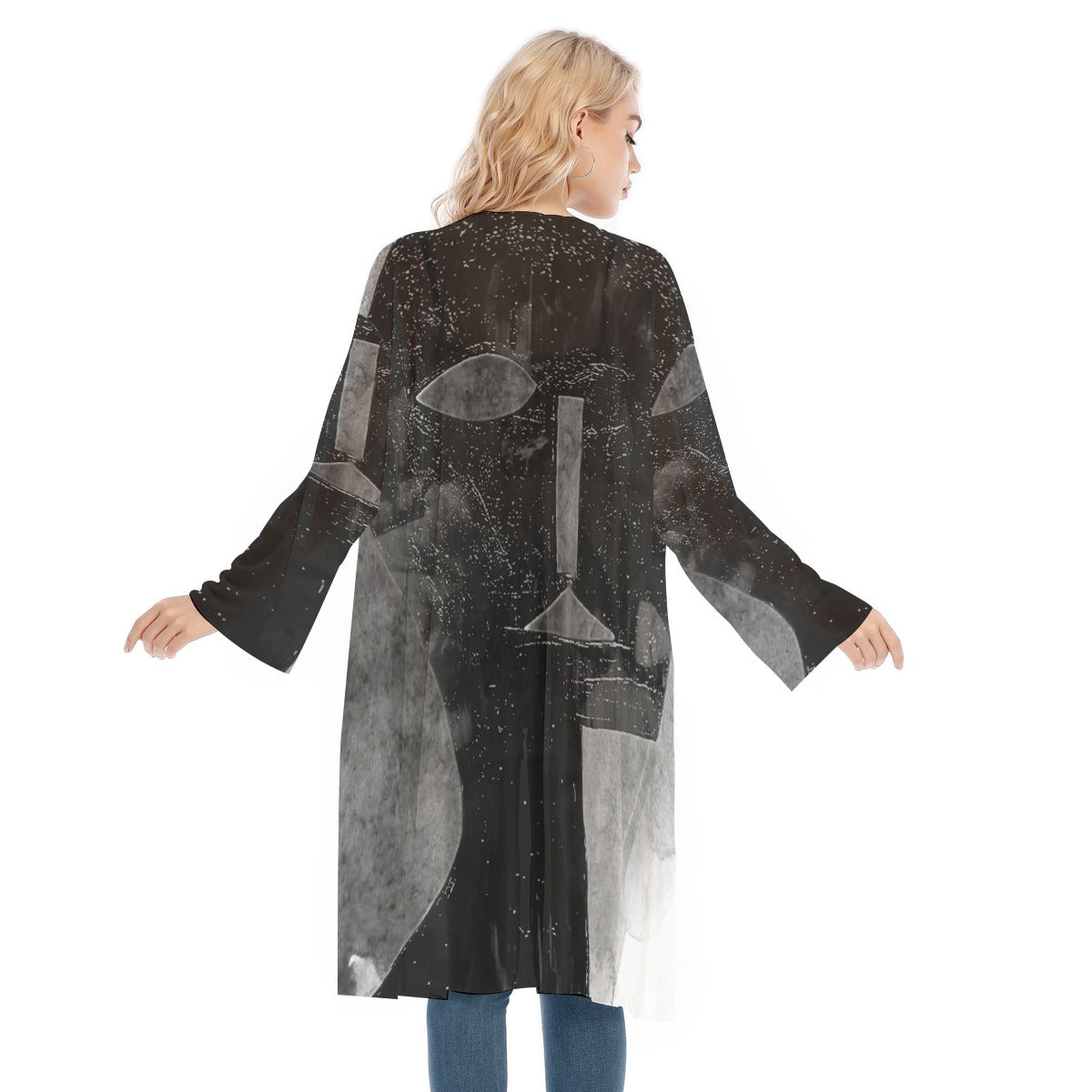 Long Sleeve Mesh Cardigan, Smoke Puzzled