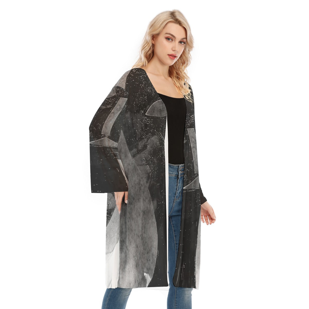 Long Sleeve Mesh Cardigan, Smoke Puzzled