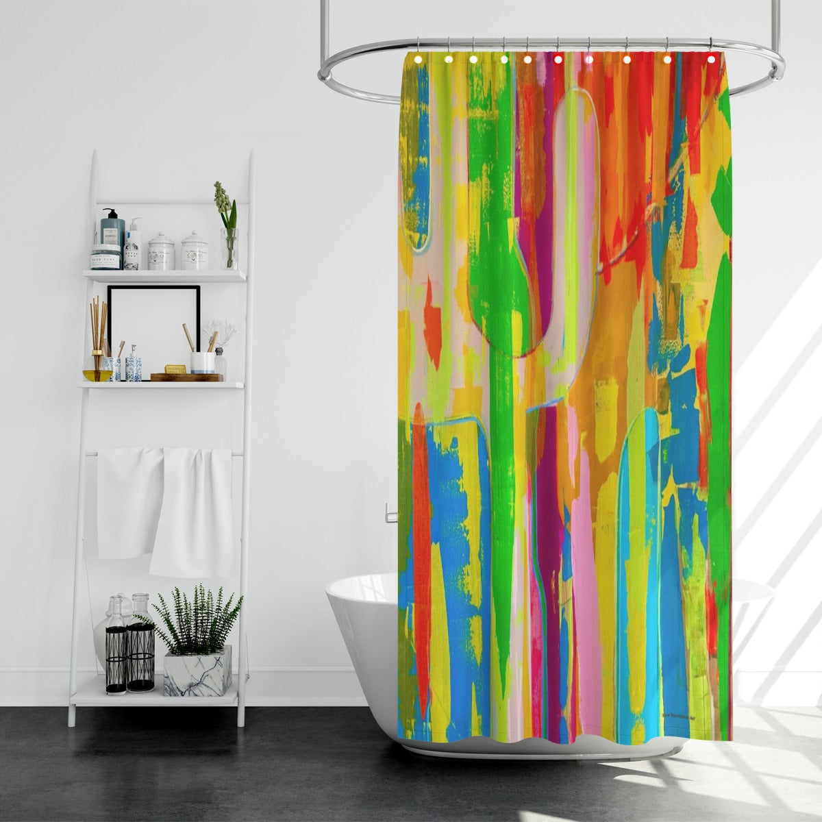 Shower curtain, Neon Cactus