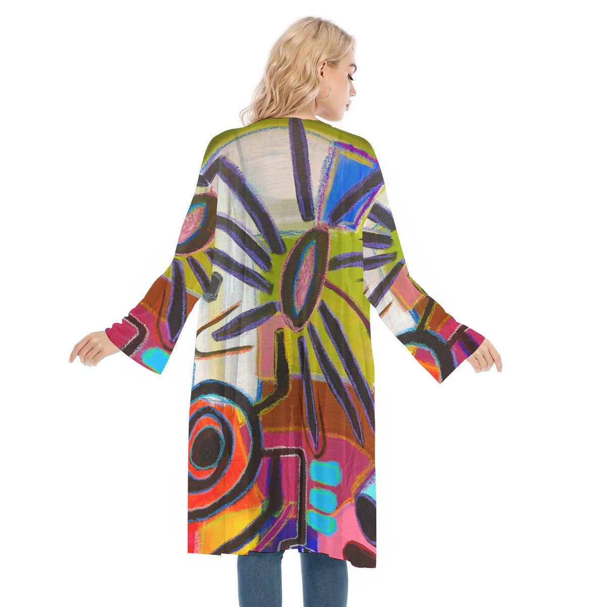 Long Sleeve Mesh Cardigan, Pop Flowera