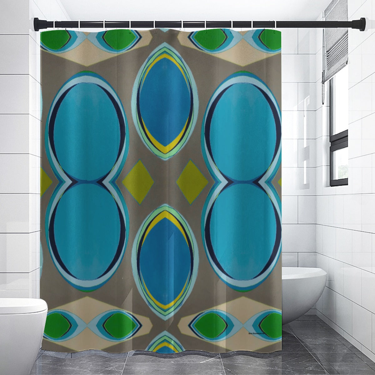Shower curtain, Geo Blue