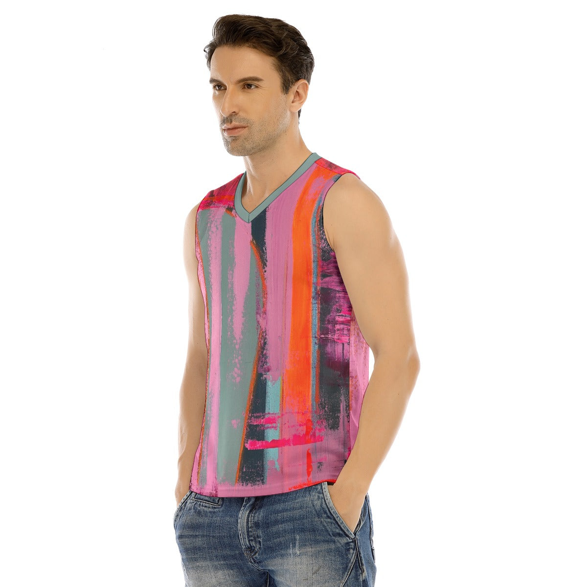 V-neck Tank Top, Neon Pink