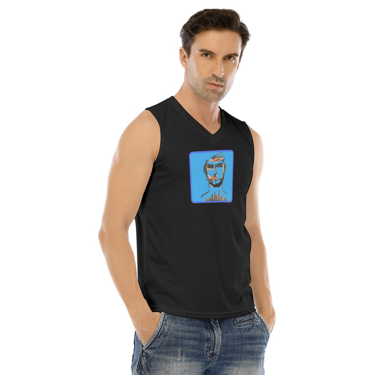V-neck Tank Top, Woof Blue