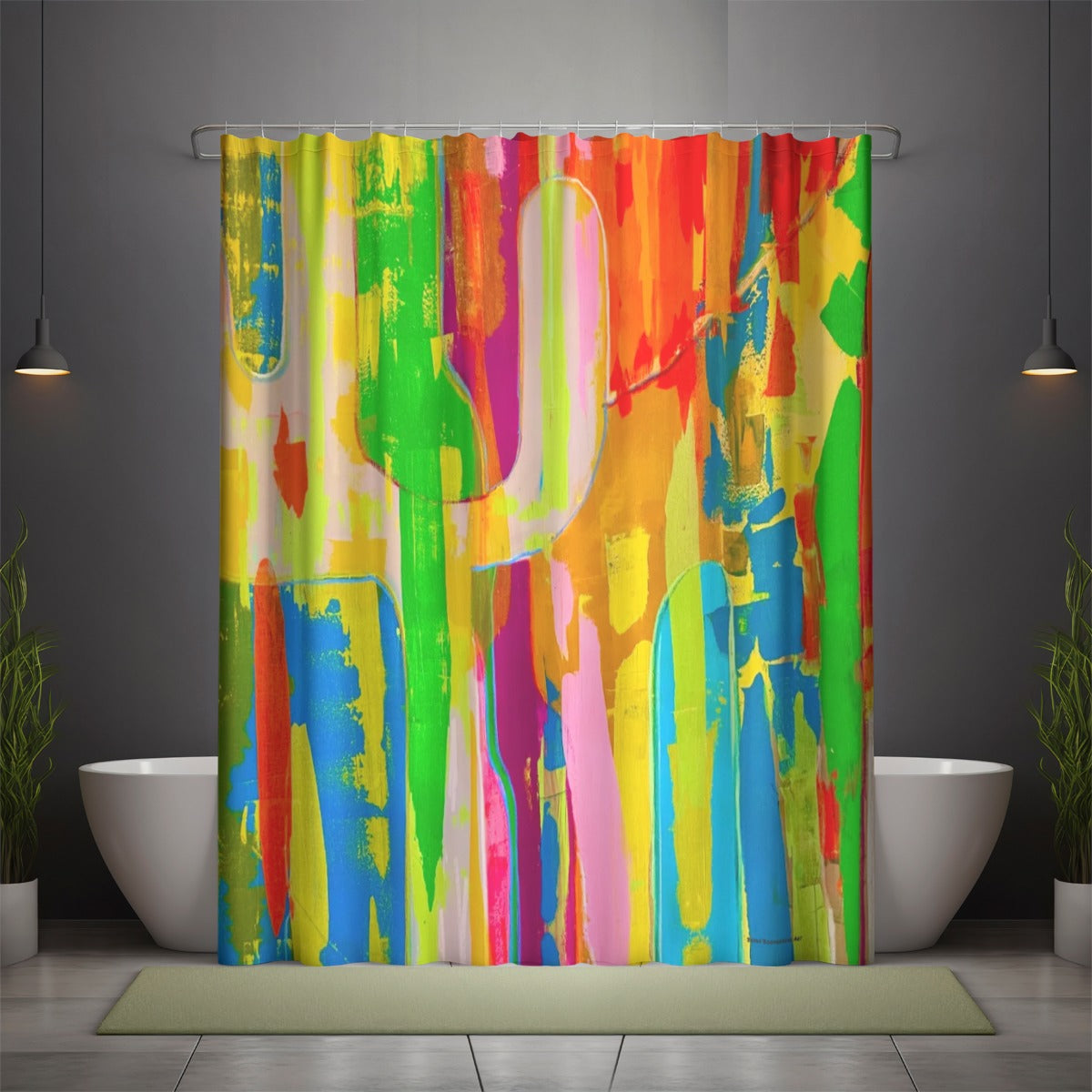 Shower curtain, Neon Cactus