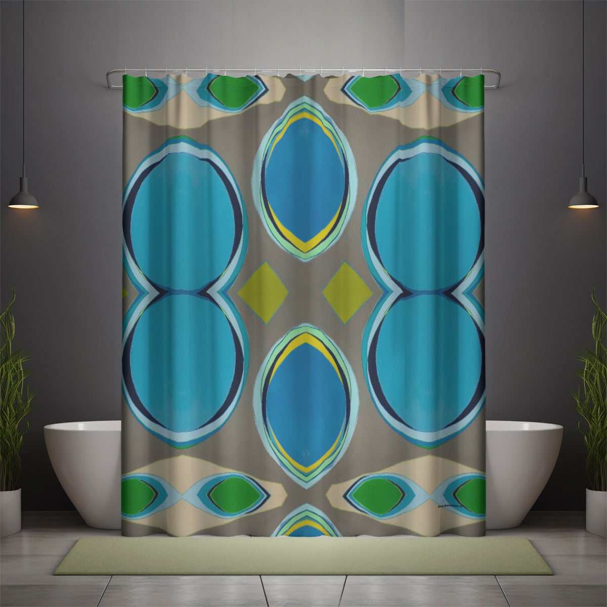 Shower curtain, Geo Blue