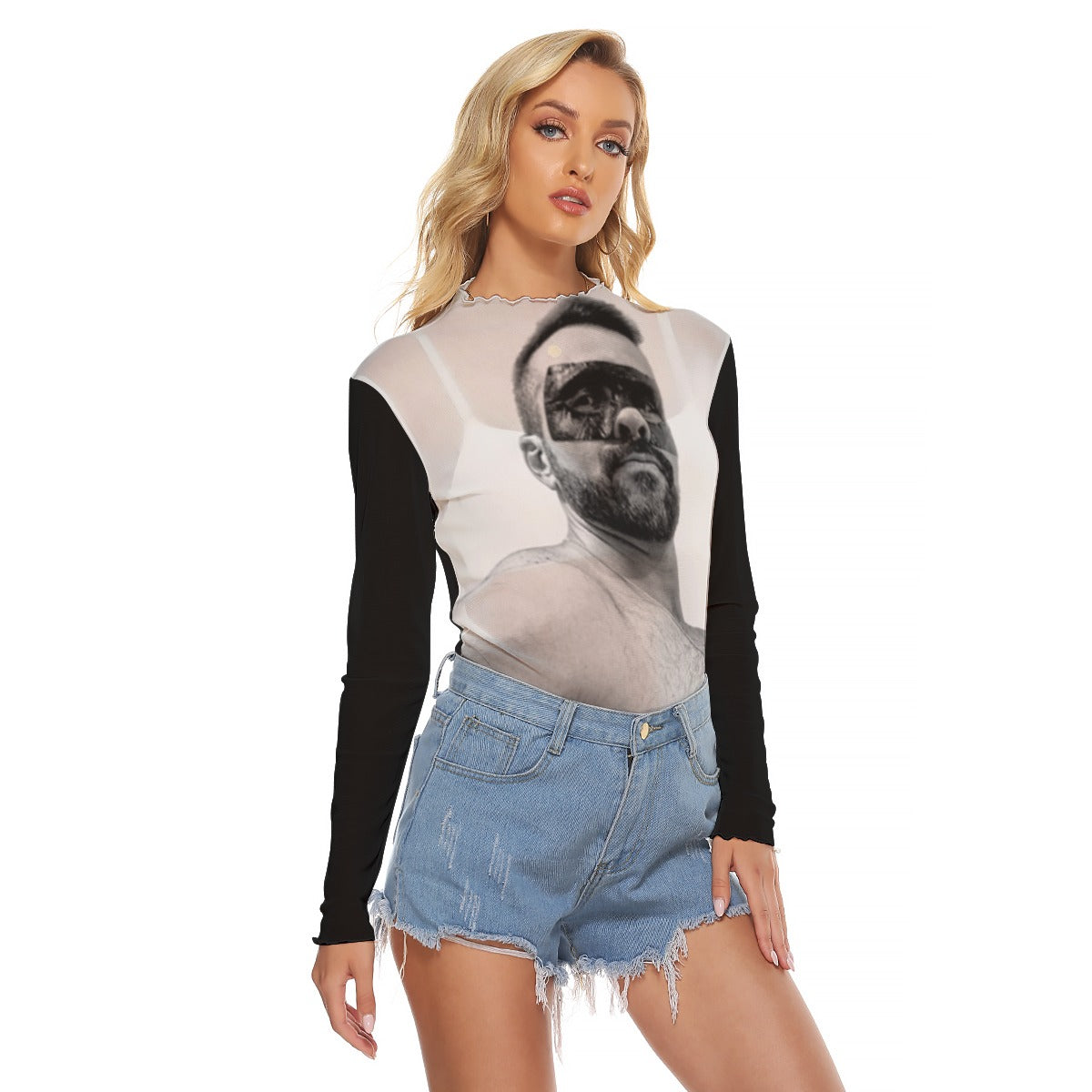 Mesh Long Sleeve Shirt, Masked Power