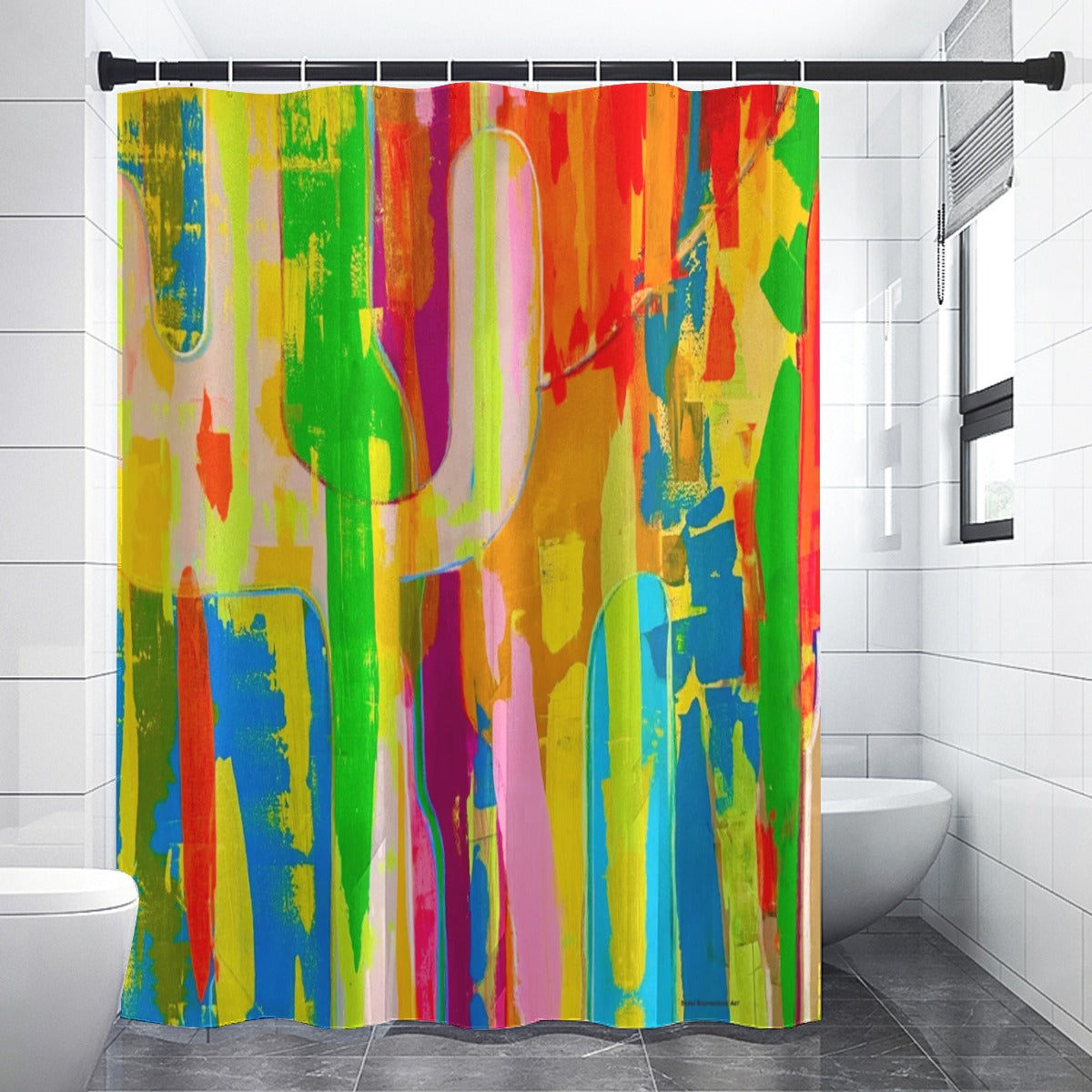 Shower curtain, Neon Cactus