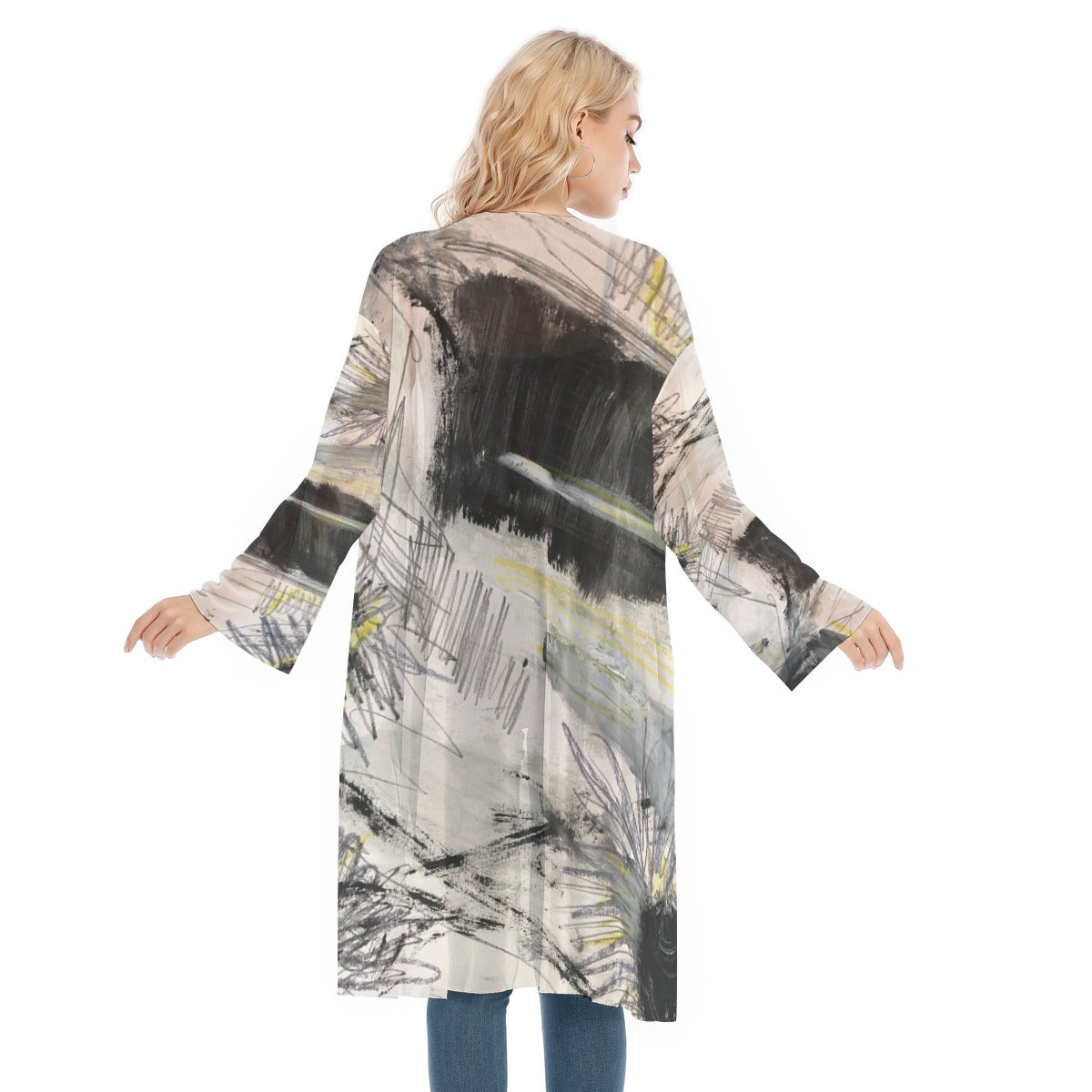 Long Sleeve Mesh Cardigan, Criss Cross