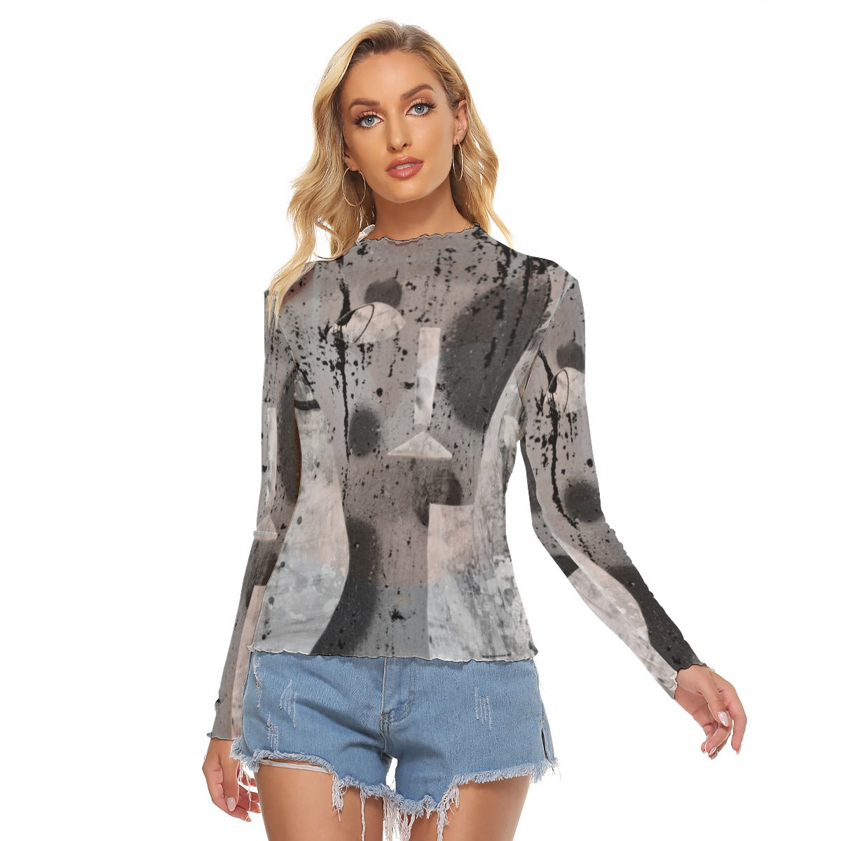 Mesh Long Sleeve Shirt, Smoke Show