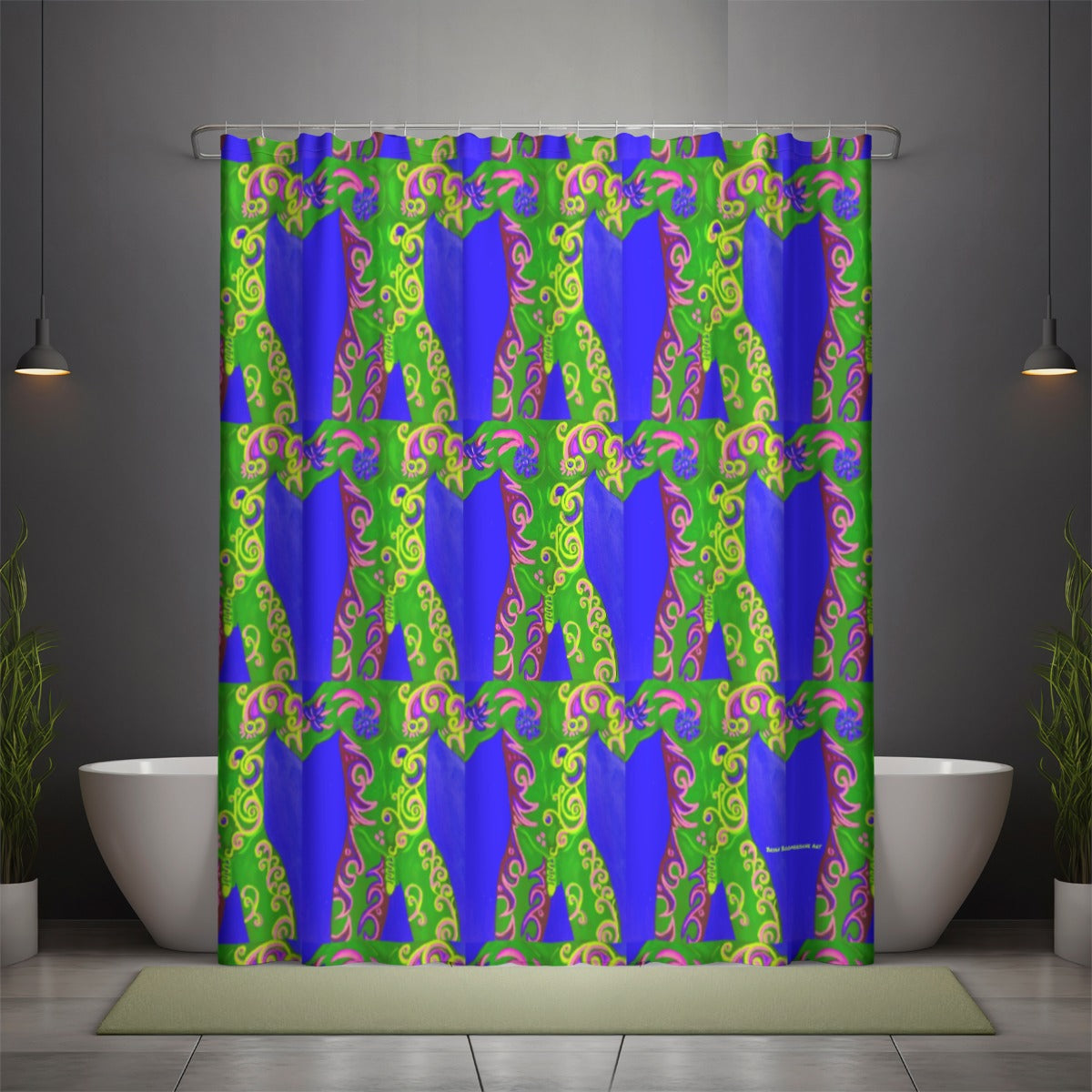 Shower curtain, Tattoo Tile