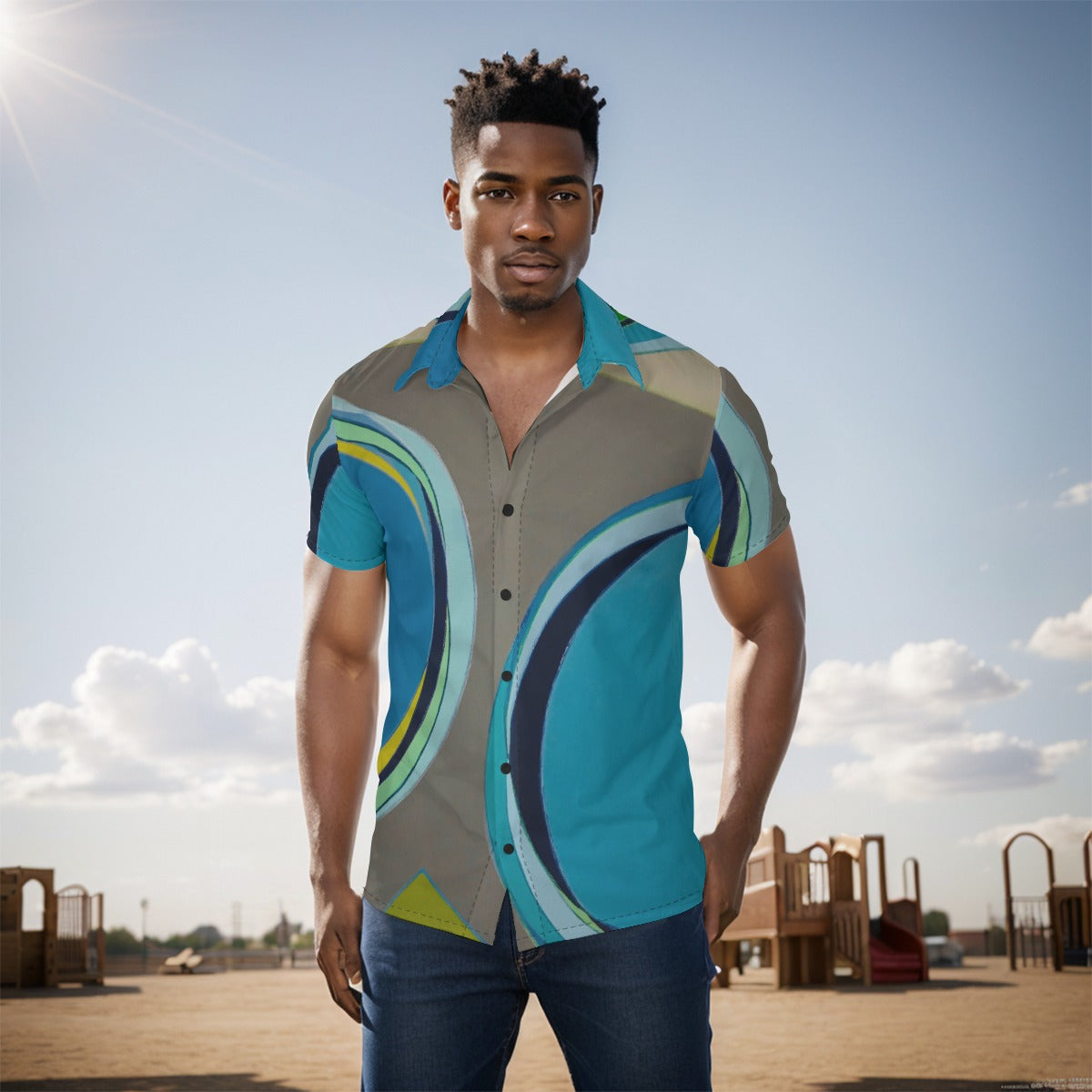 Button Down, Geo Blue