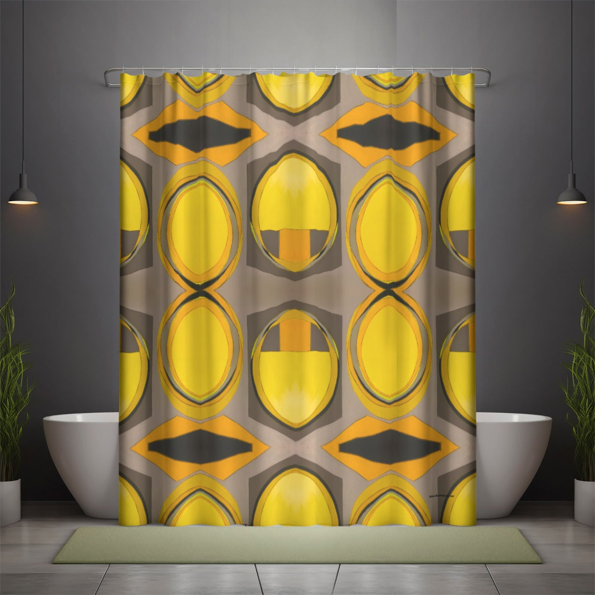 Shower curtain , Geo Yellow