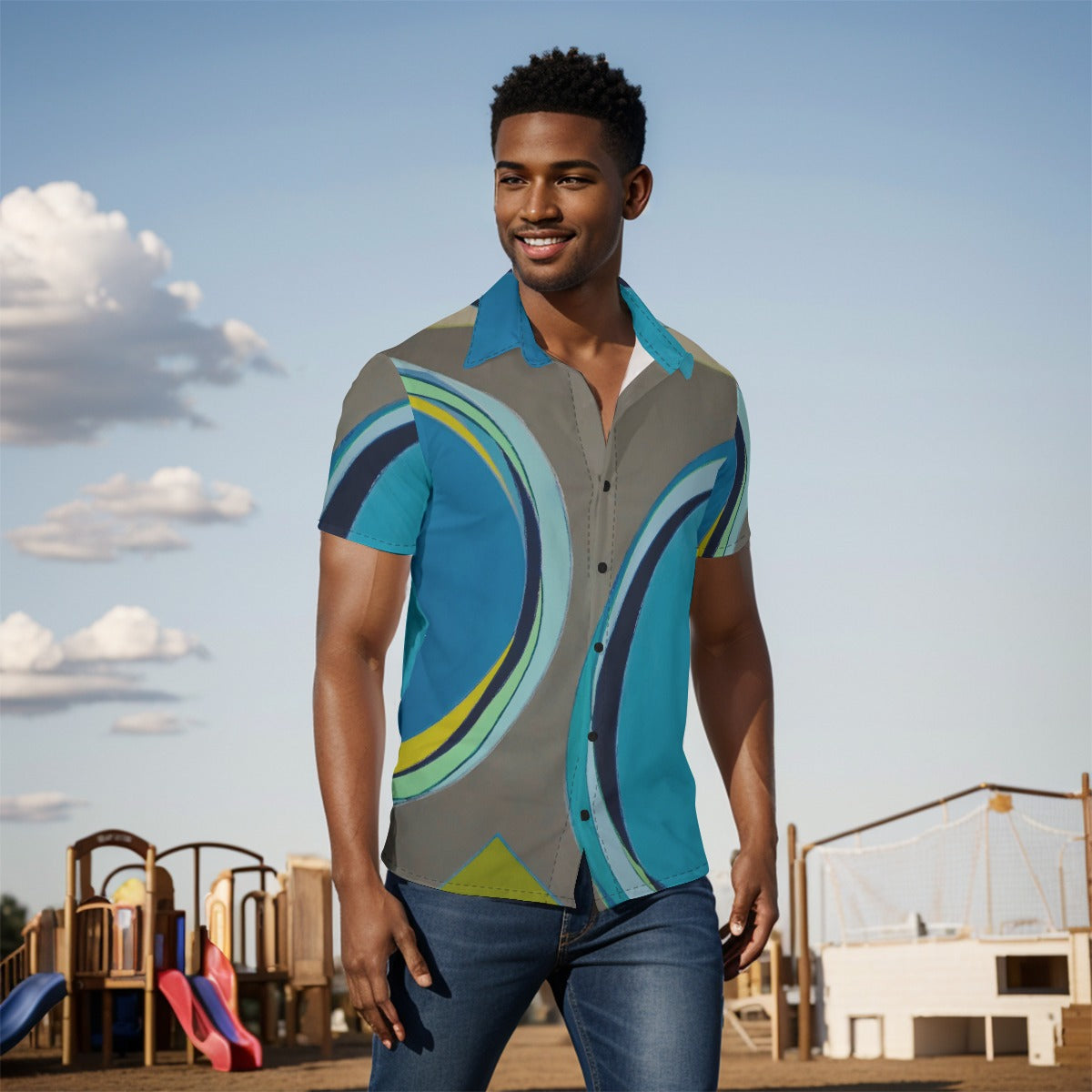 Button Down, Geo Blue
