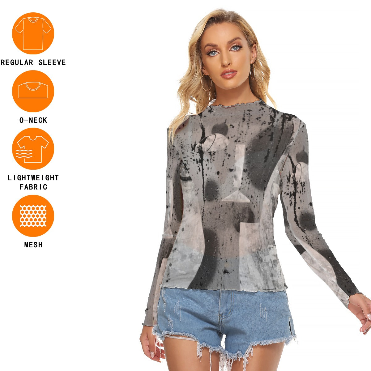 Mesh Long Sleeve Shirt, Smoke Show