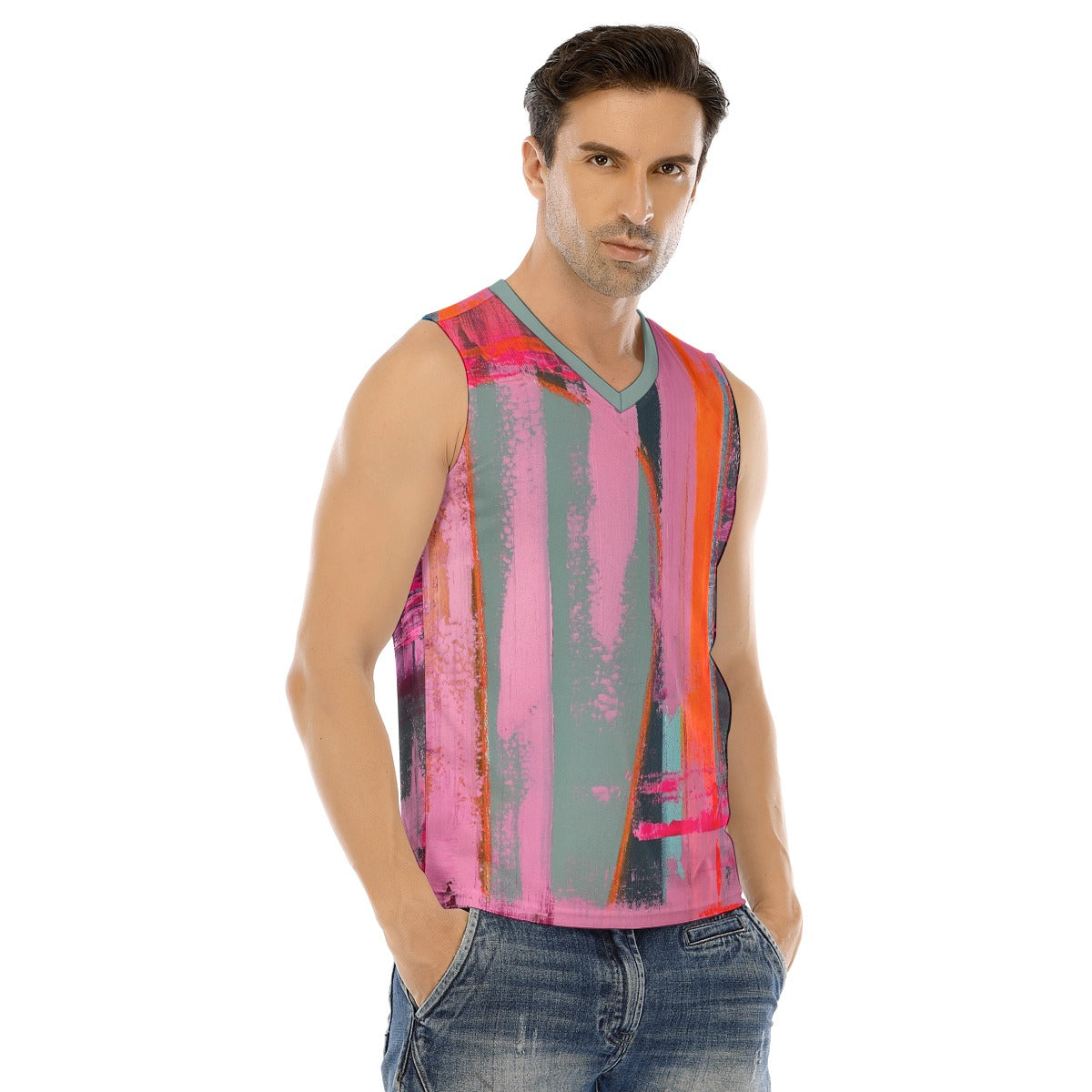 V-neck Tank Top, Neon Pink