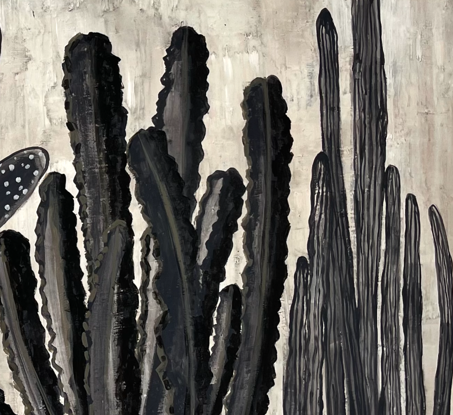 Grey Study Cactus Painting, Diptique