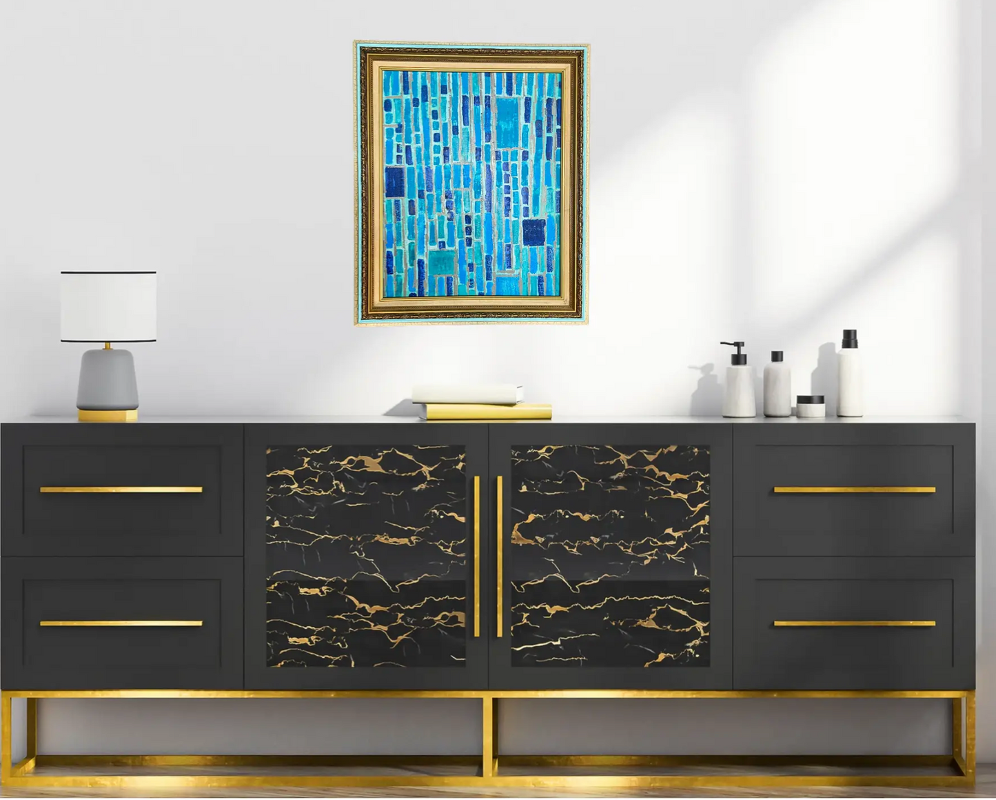 Contemporary Abstract Expressionist Painting, Framed
