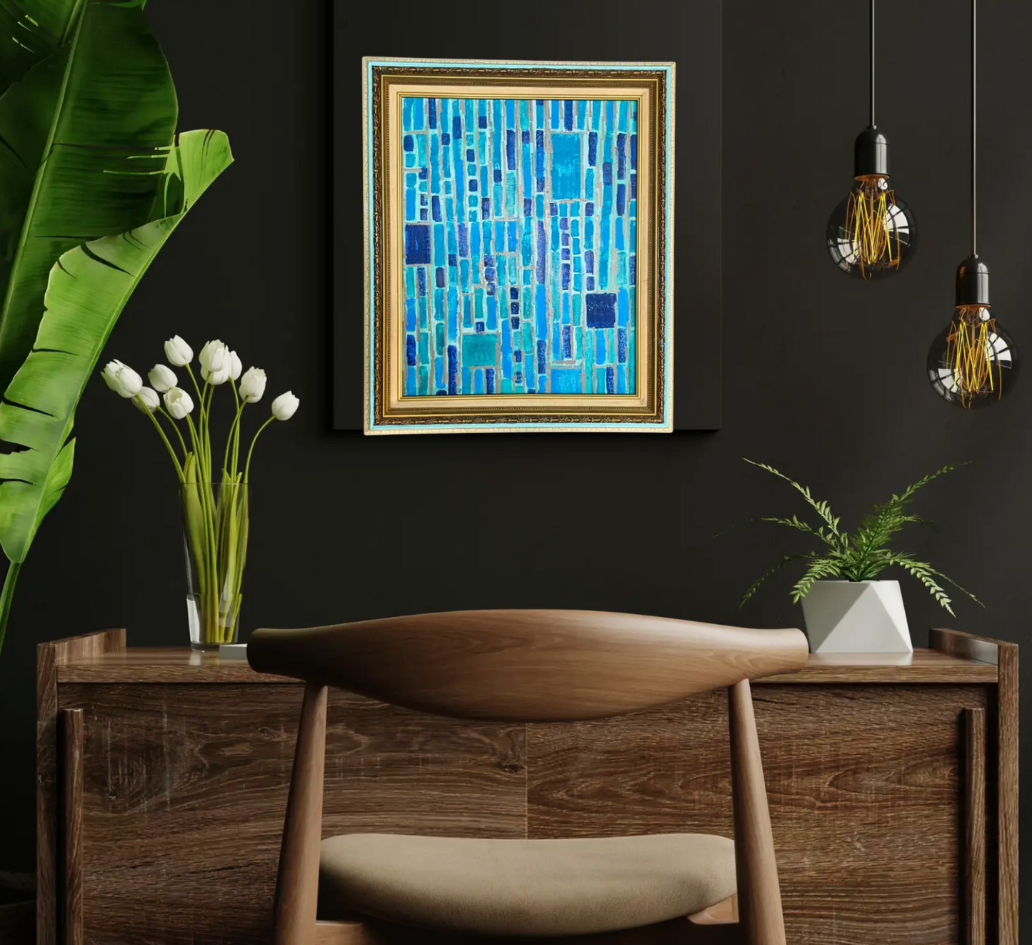 Contemporary Abstract Expressionist Painting, Framed