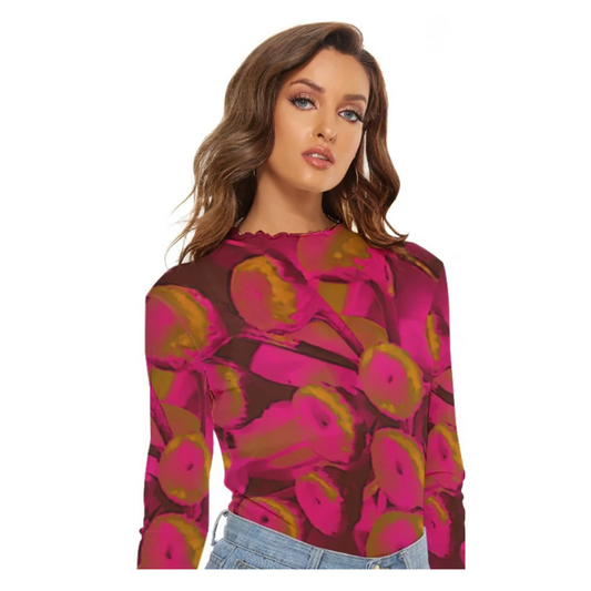 Mesh Long Sleeve Shirt, Parisian Poppies