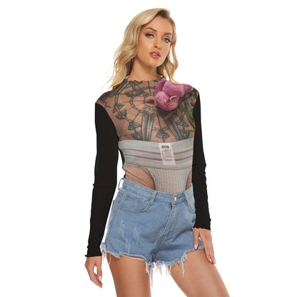 Mesh Long Sleeve Shirt, Basket of Flowers