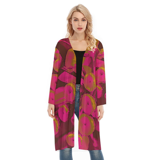 Long Sleeve Mesh Cardigan, Parisian Poppies
