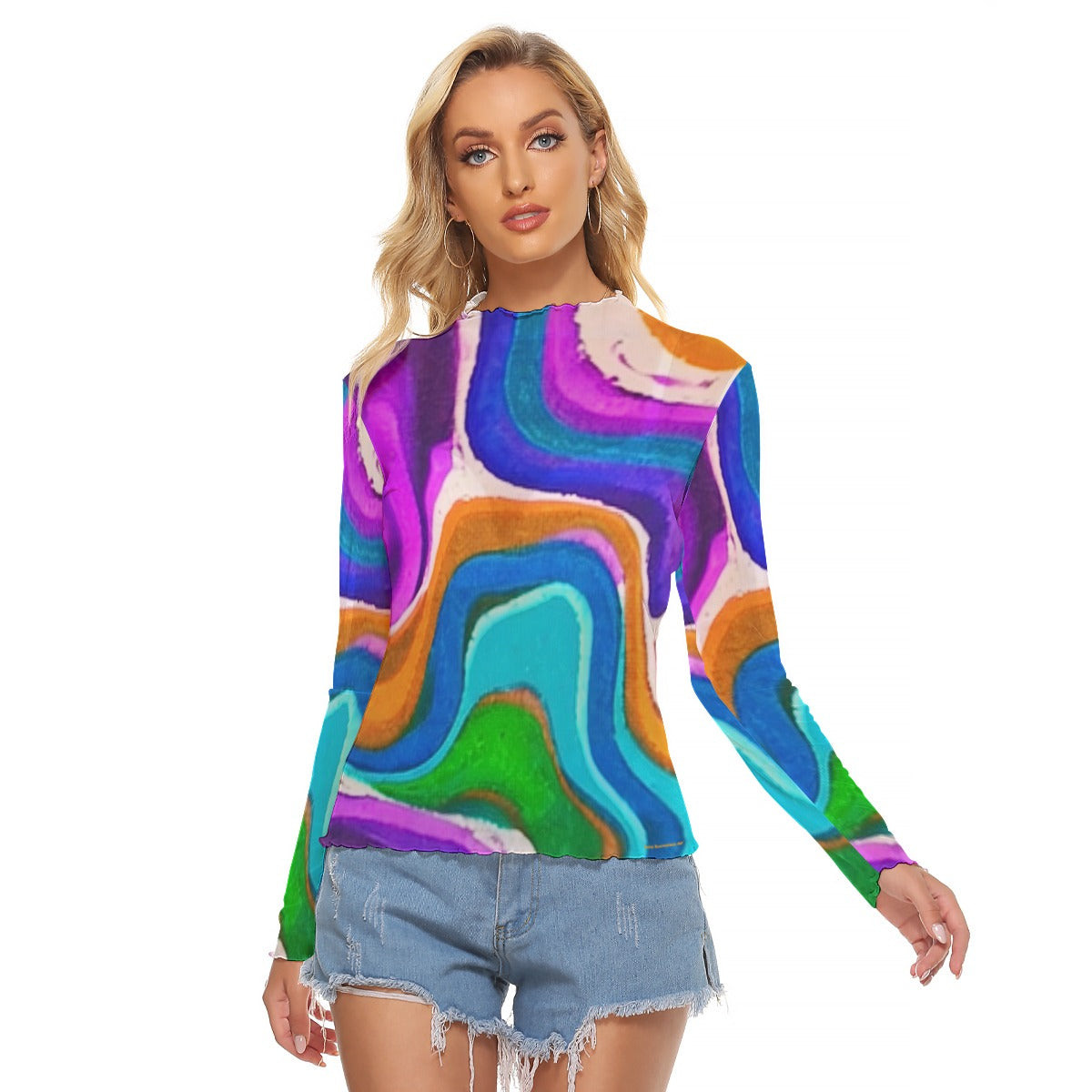 Mesh Long Sleeve Shirt, 60"s