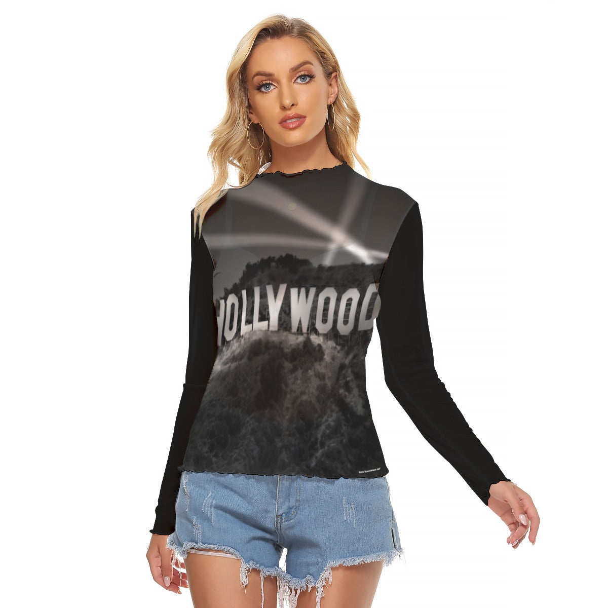 Mesh Long Sleeve Shirt, Hollywood Lights