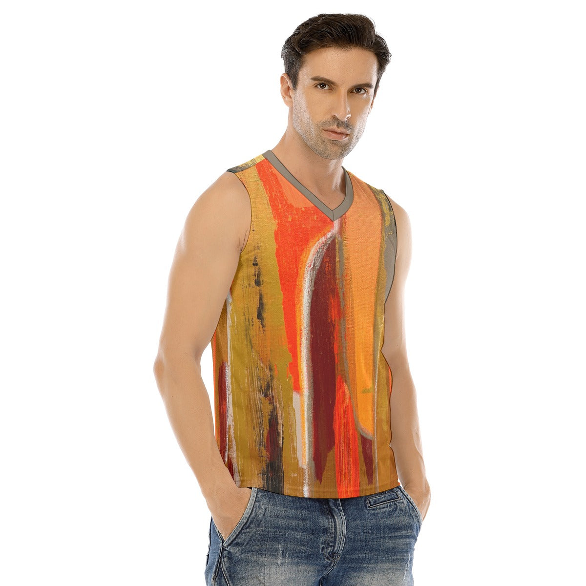 V-neck Tank Top, Neon Orange