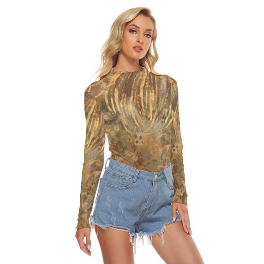 Mesh Long Sleeve Shirt, Golden Reverie