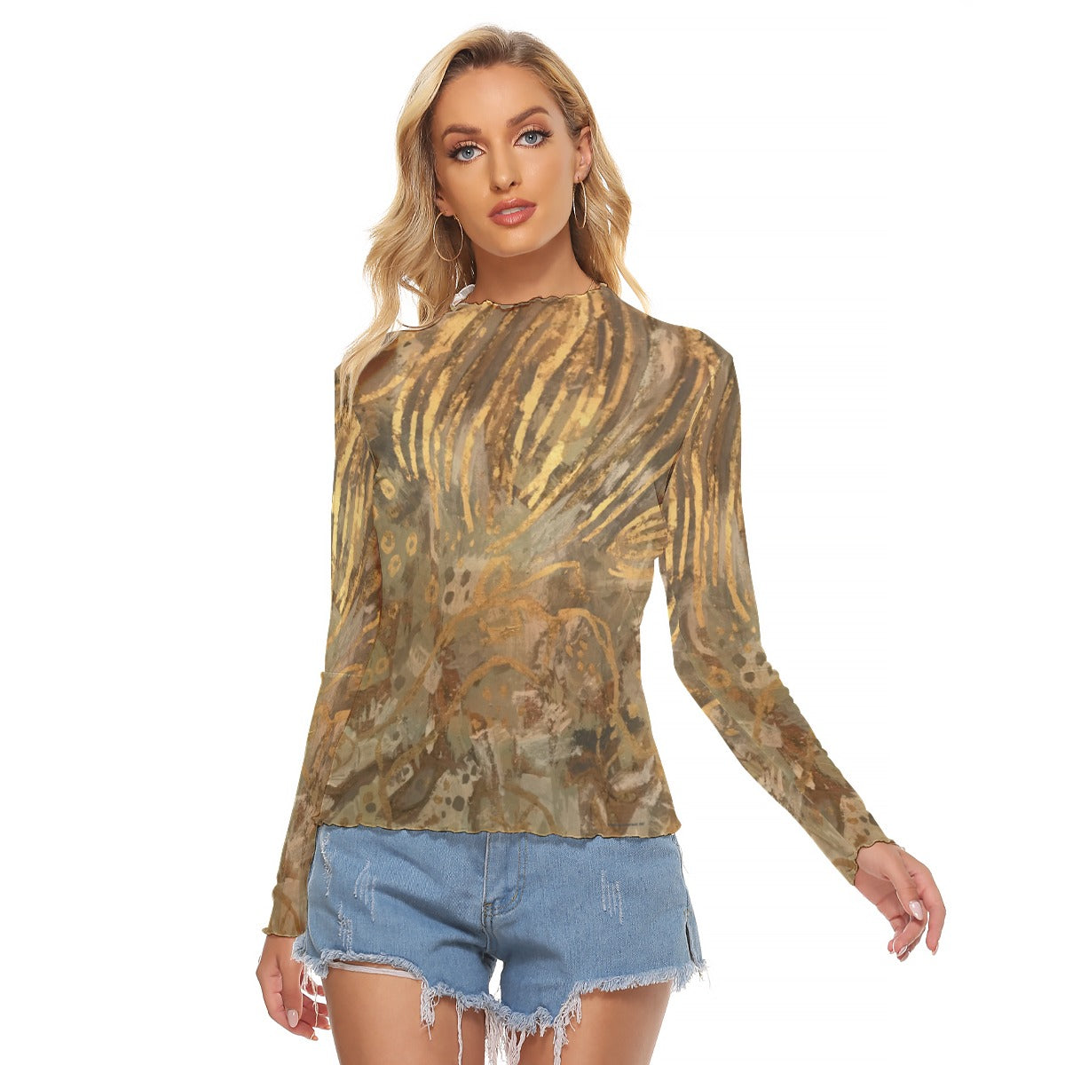 Mesh Long Sleeve Shirt, Golden Reverie
