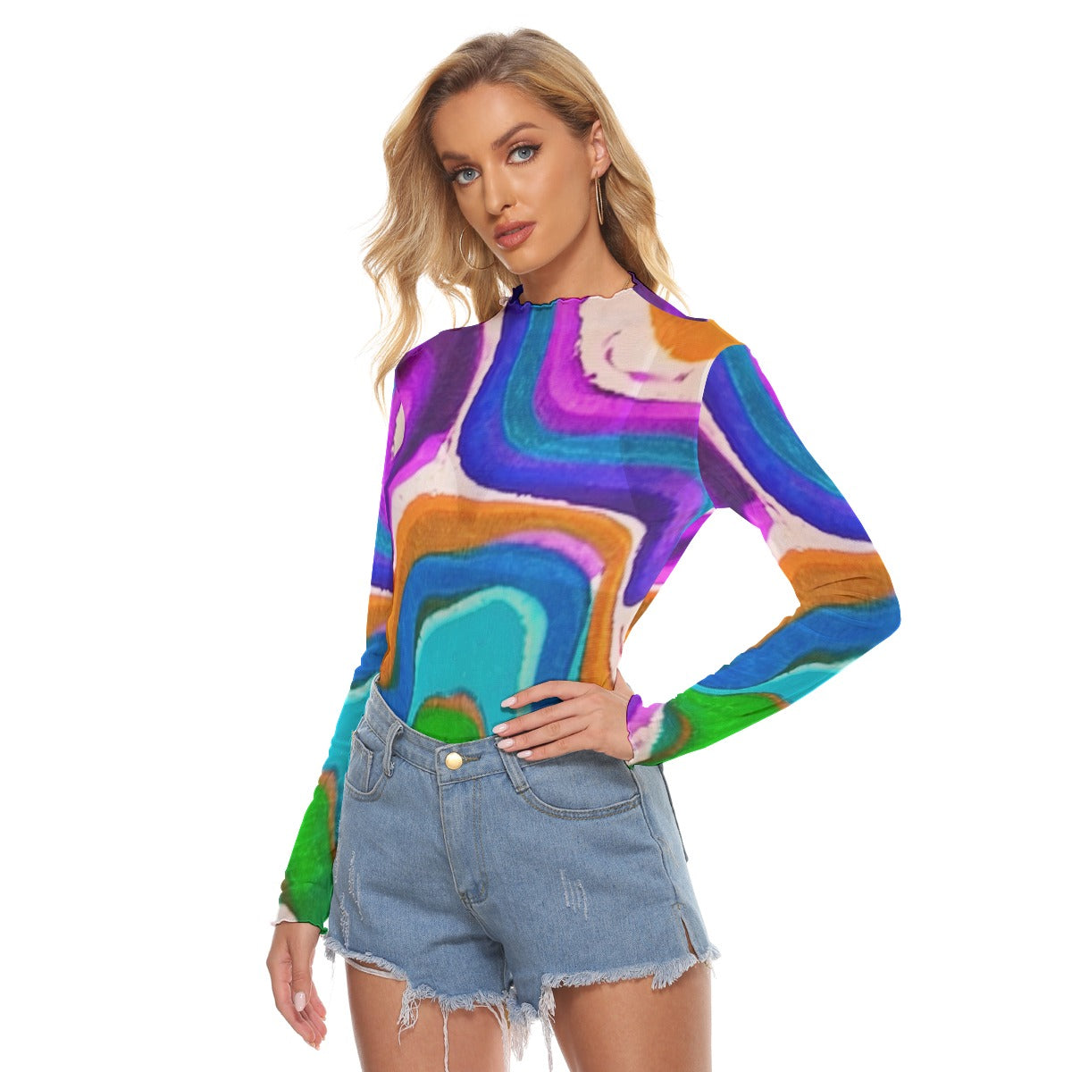Mesh Long Sleeve Shirt, 60"s