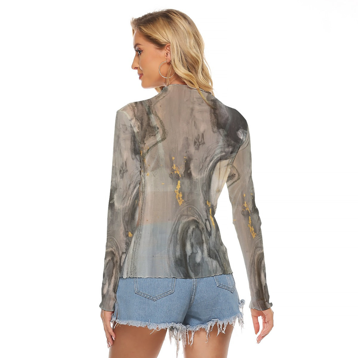Mesh Long Sleeve Shirt, Mystic Current
