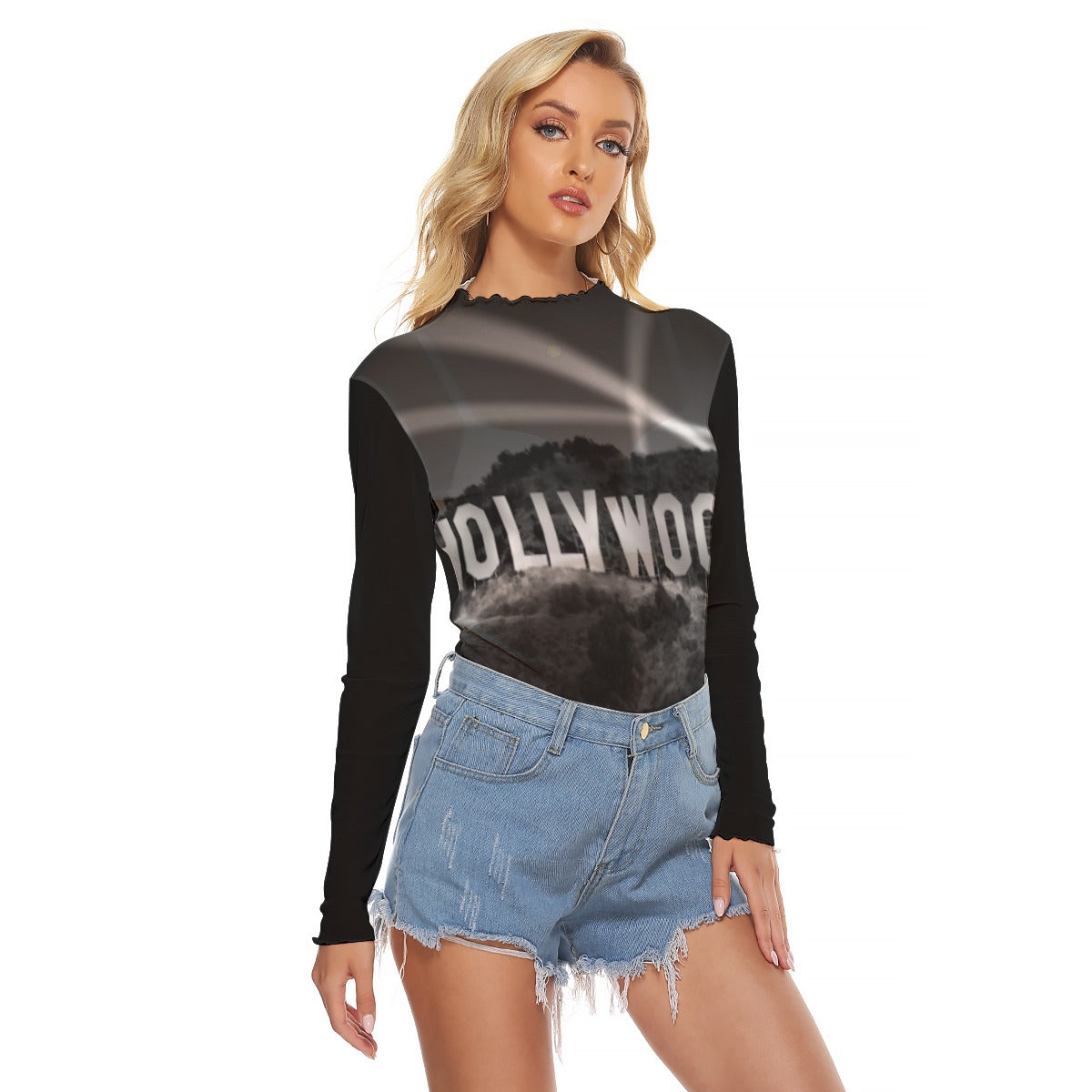 Mesh Long Sleeve Shirt, Hollywood Lights