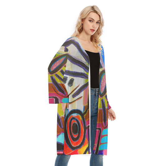 Long Sleeve Mesh Cardigan, Pop Flowera