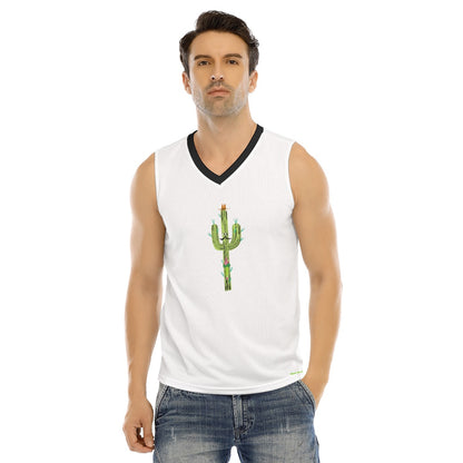 V-neck Tank Top, Cactus Middle, White