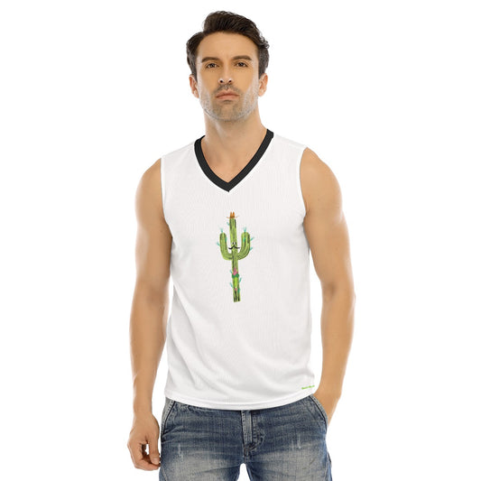 V-neck Tank Top, Cactus Middle, White