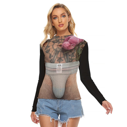 Mesh Long Sleeve Shirt, Basket of Flowers