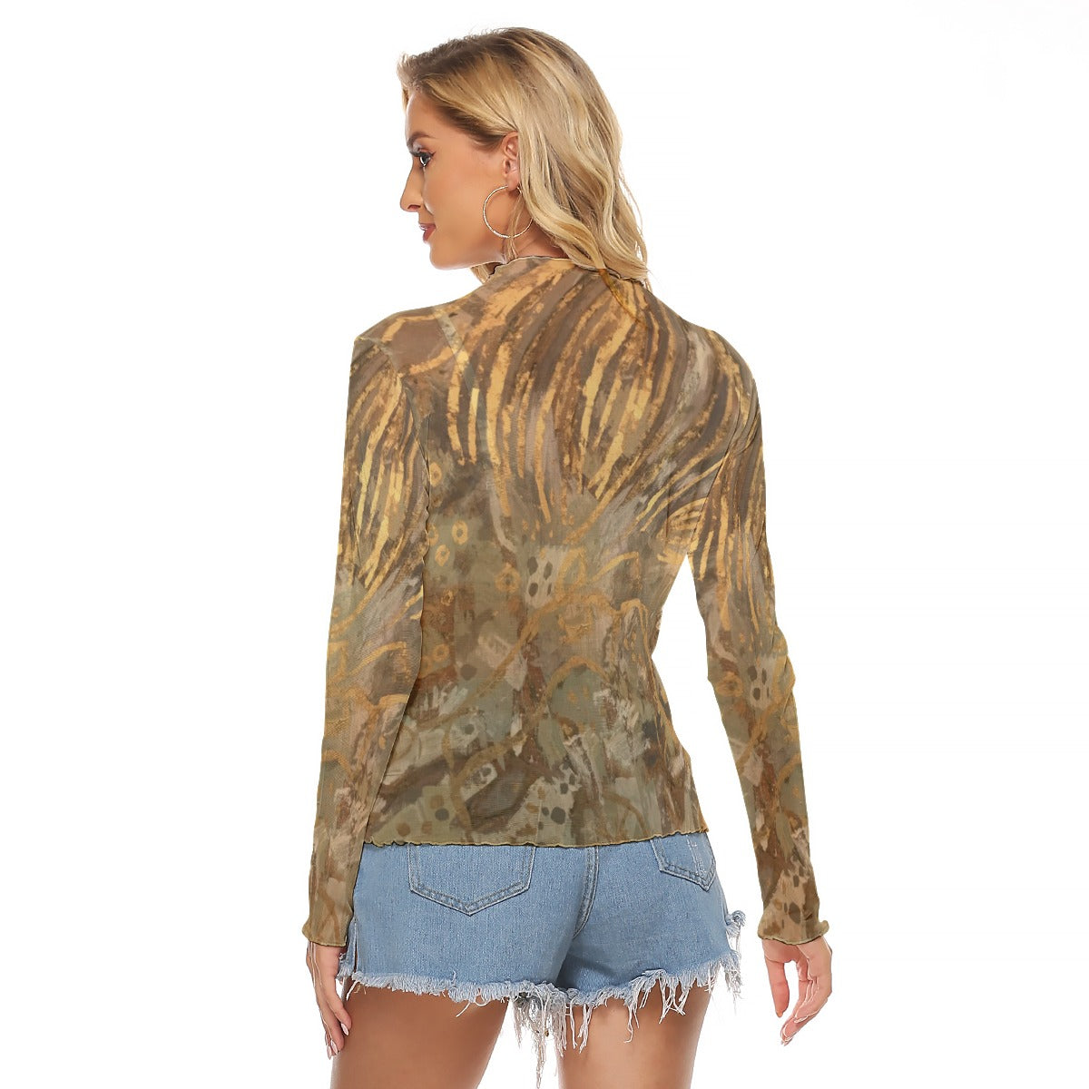 Mesh Long Sleeve Shirt, Golden Reverie