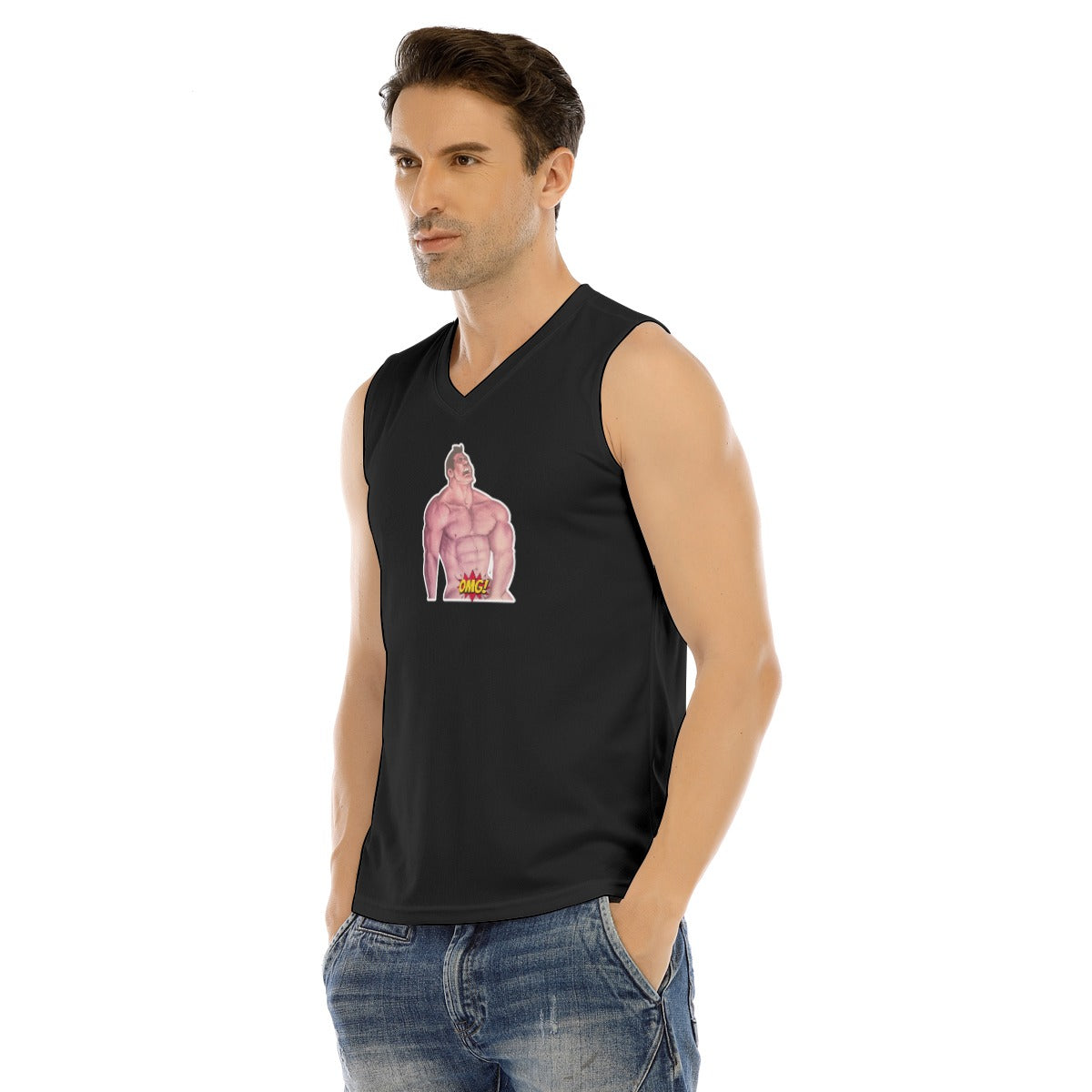 V-neck Tank Top, Beefy Black