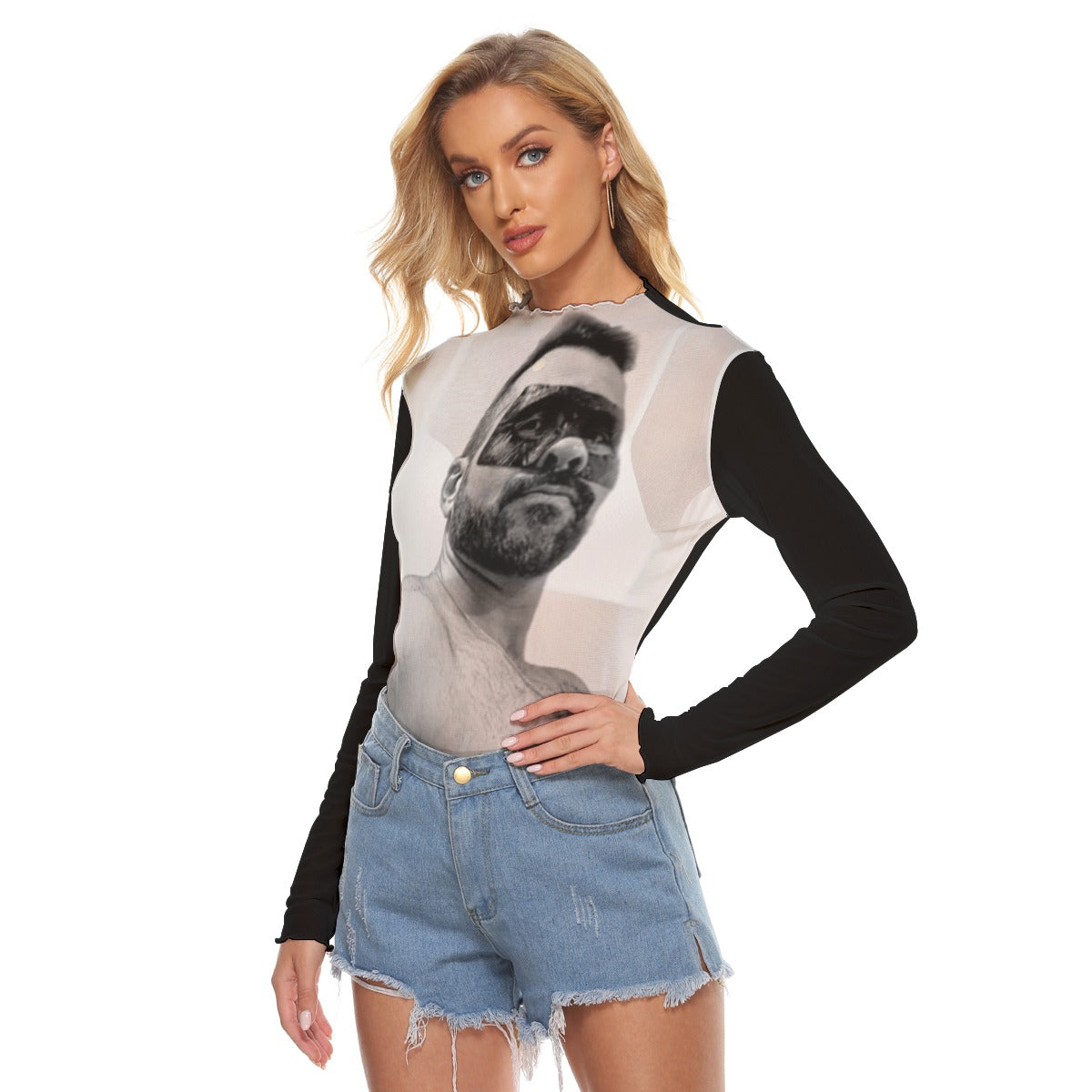 Mesh Long Sleeve Shirt, Masked Power