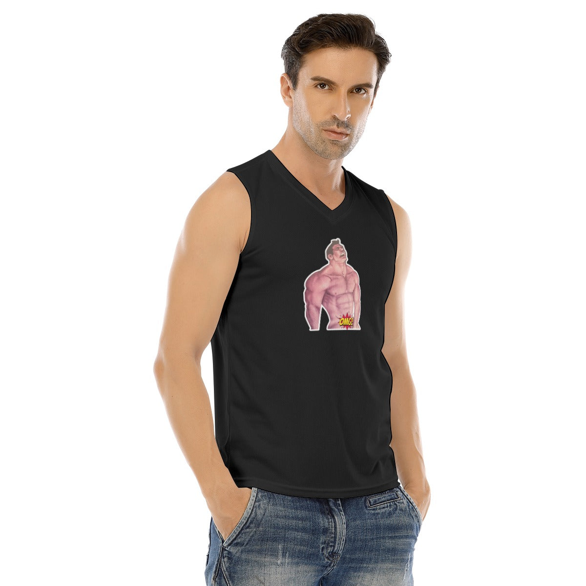 V-neck Tank Top, Beefy Black
