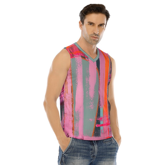 V-neck Tank Top, Neon Pink