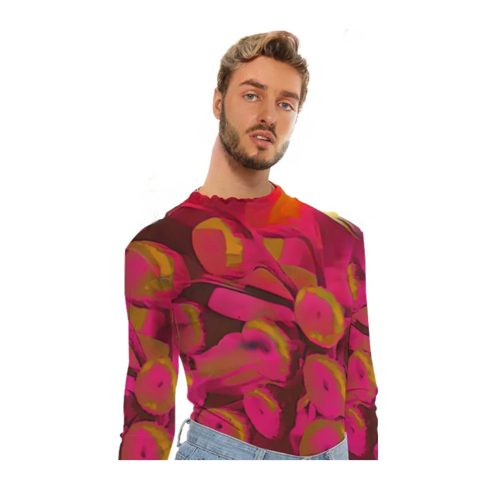 Mesh Long Sleeve Shirt, Parisian Poppies