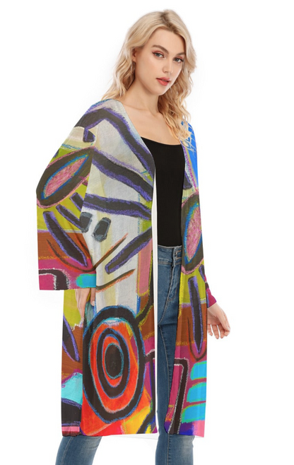 Long Sleeve Mesh Cardigan, Pop Flowera